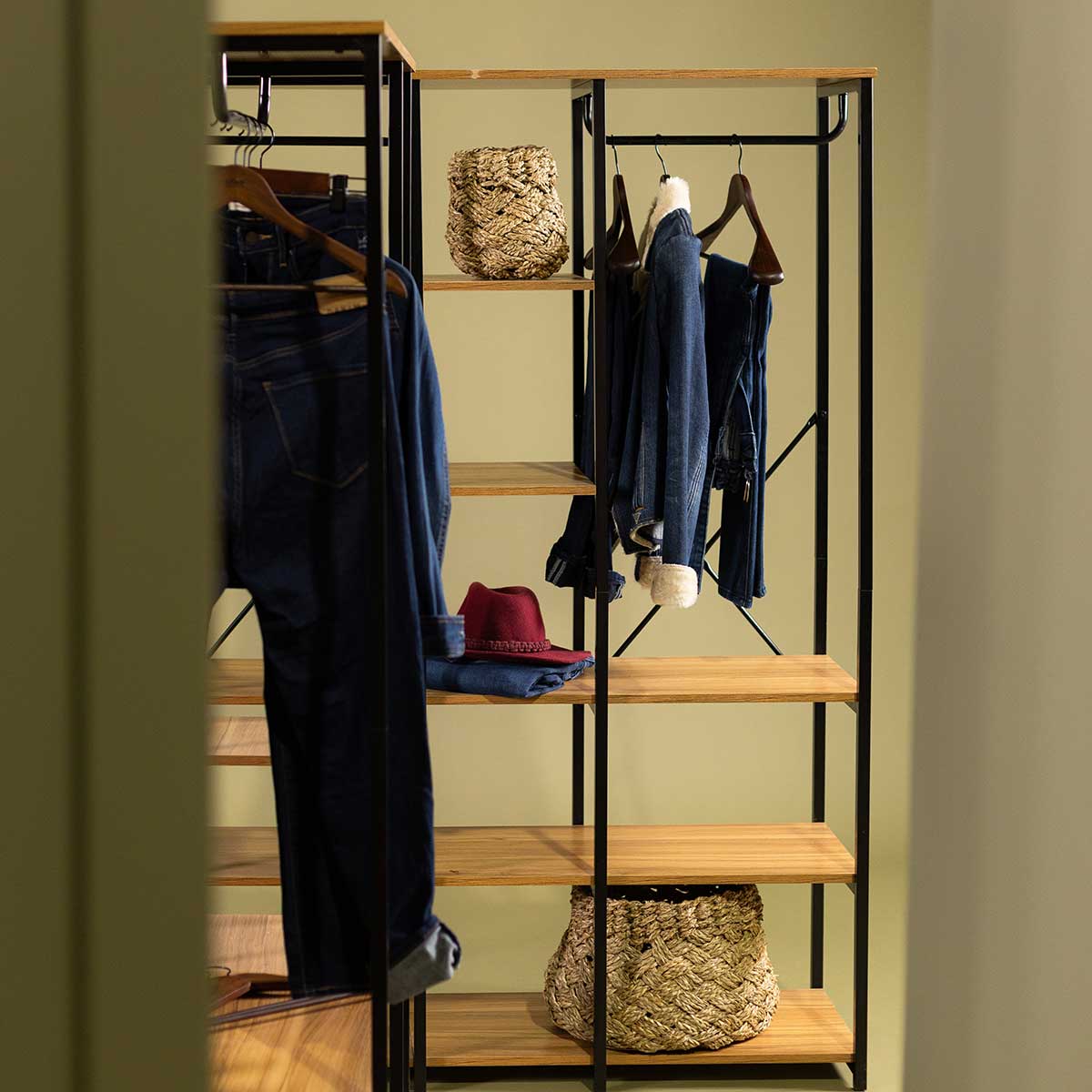 Cesto redondo de ráfia 25x43,5cm