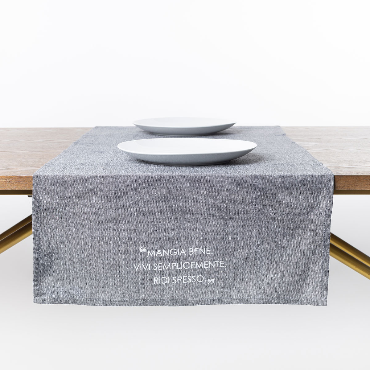 Frente a frente com frase cinza escuro 50x140cm