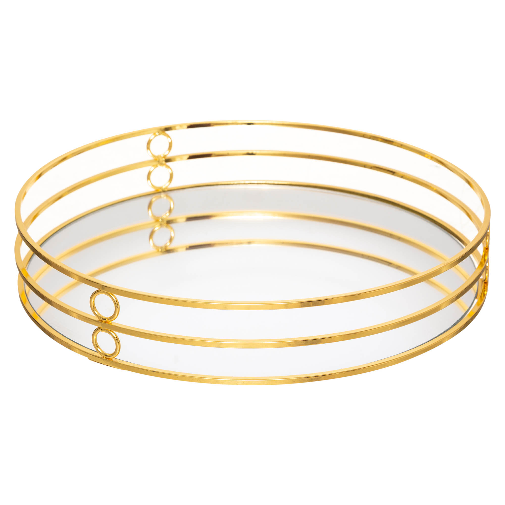 Tabuleiro espelhado FEEL dourado em metal 20cm