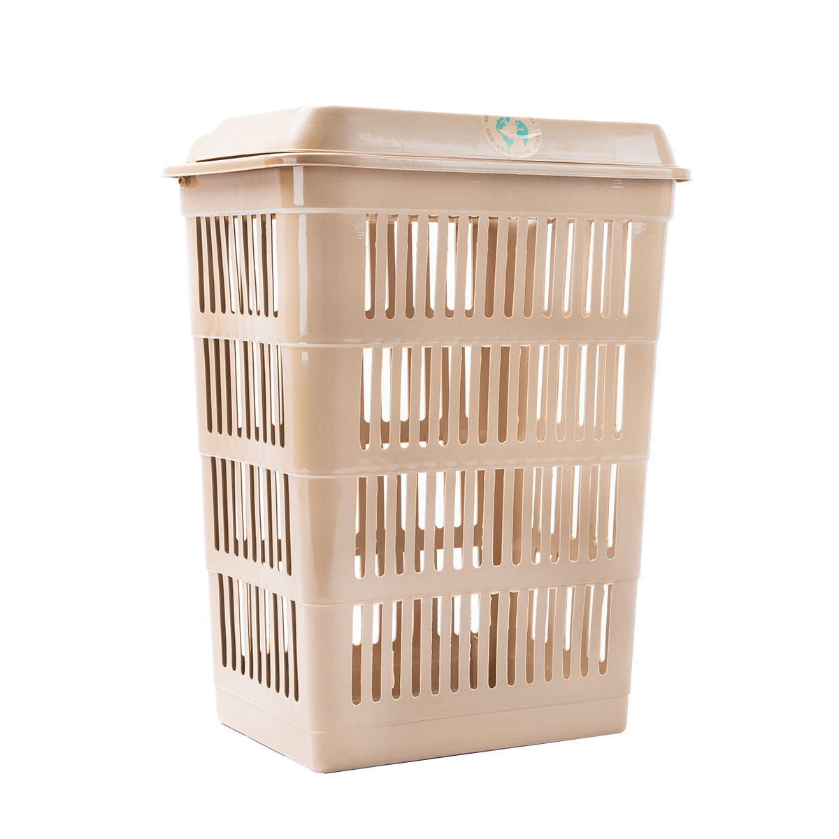 Cesto de roupa wc LAND castanho claro com tampa