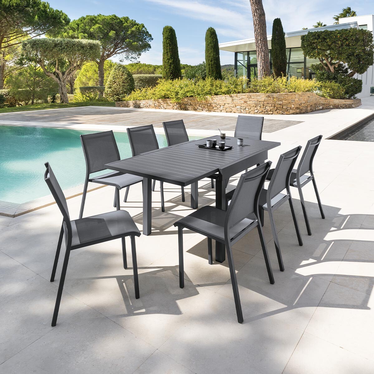 Mesa extensível PIAZZA cinza graphite 90-180cm,  Mesa extensível PIAZZA cinza graphite 90-180cm