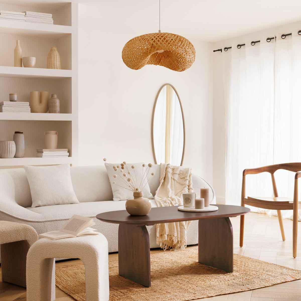 Mesa de centro ISANA castanha em madeira ac&aacute;cia 120cm