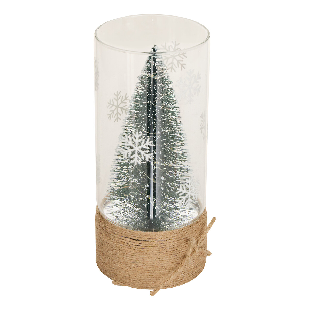Vaso de vidro com &aacute;rvore de natal decorativa 20cm
