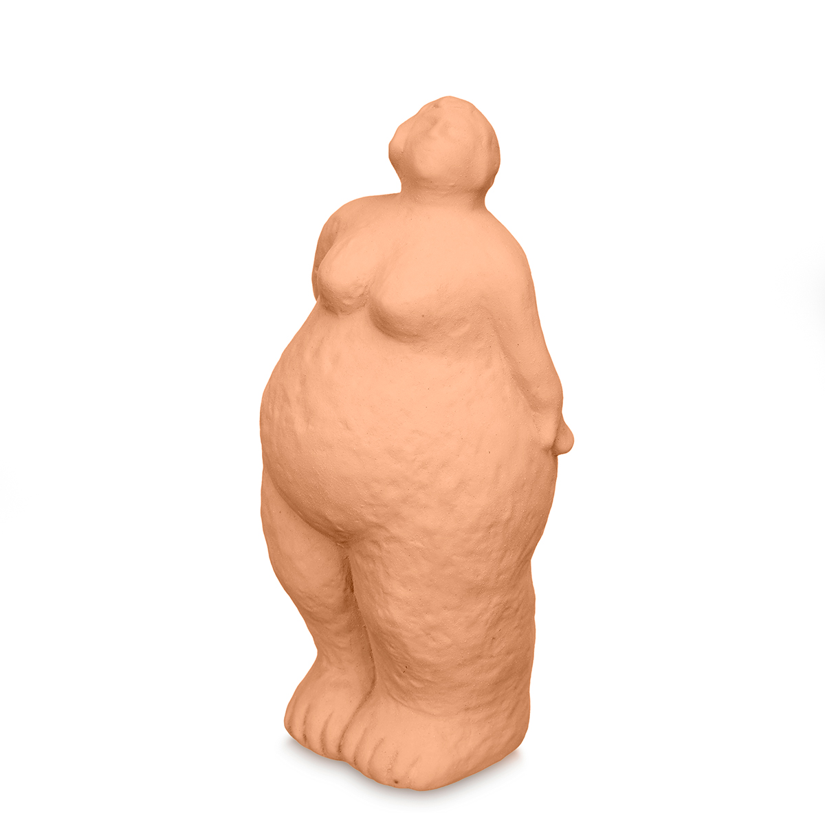 Est&aacute;tua cor de tijolo em forma de mulher em cer&acirc;mica