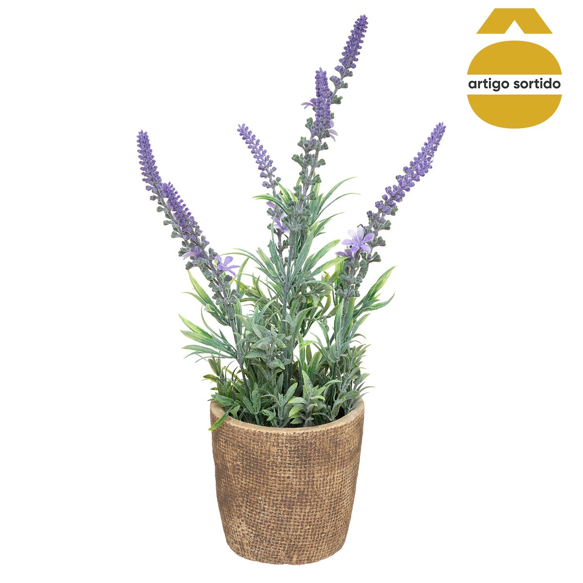 Vaso de cimento lavanda artificial 36cm