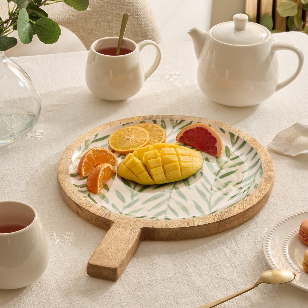 Prato de apresenta&ccedil;&atilde;o INAYA verde em madeira mango