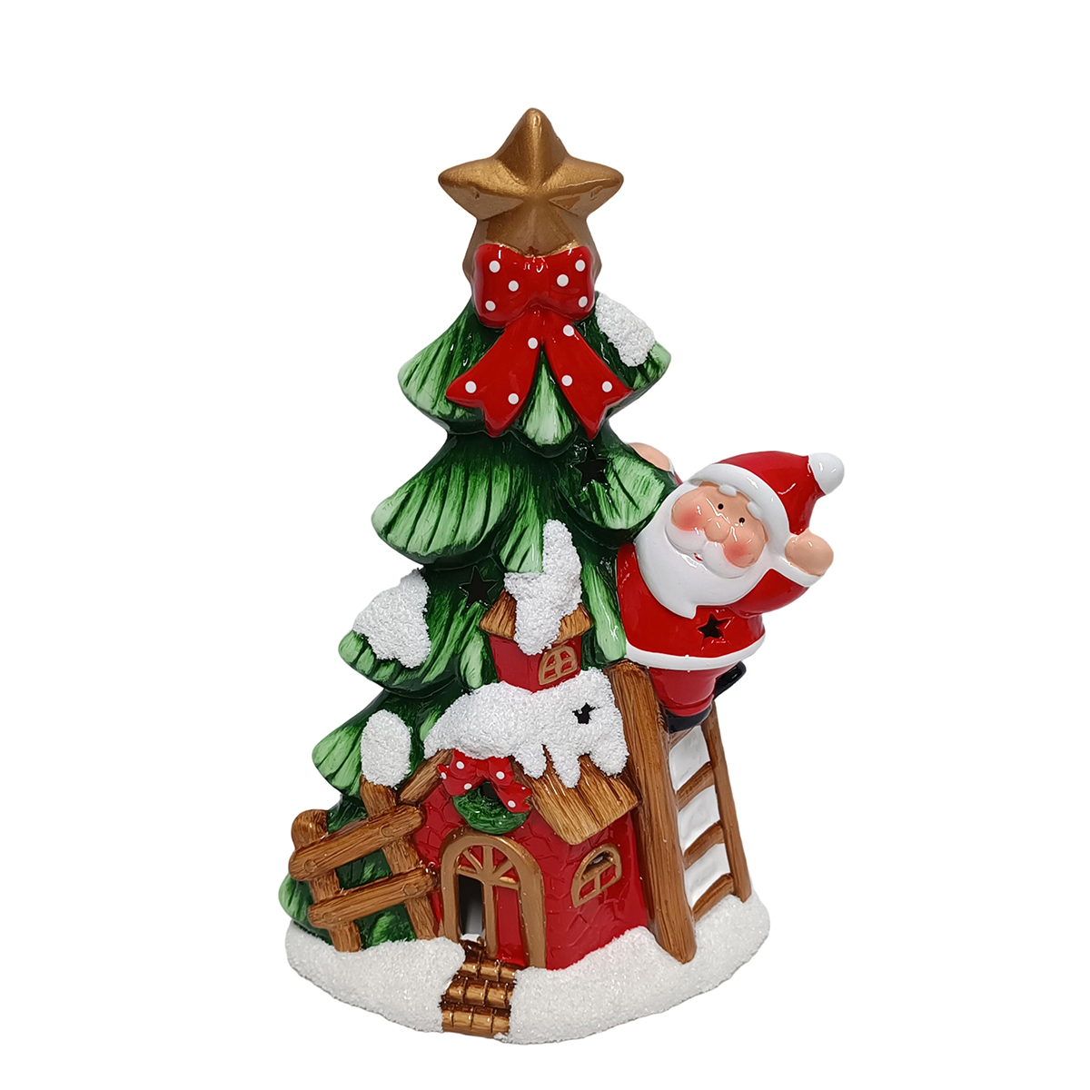 &Aacute;rvore e casinha de pai natal 32x11x20cm