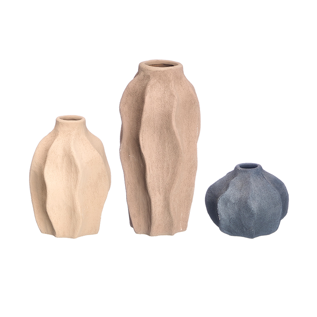 Conjunto de 3 jarras onduladas em cer&acirc;mica