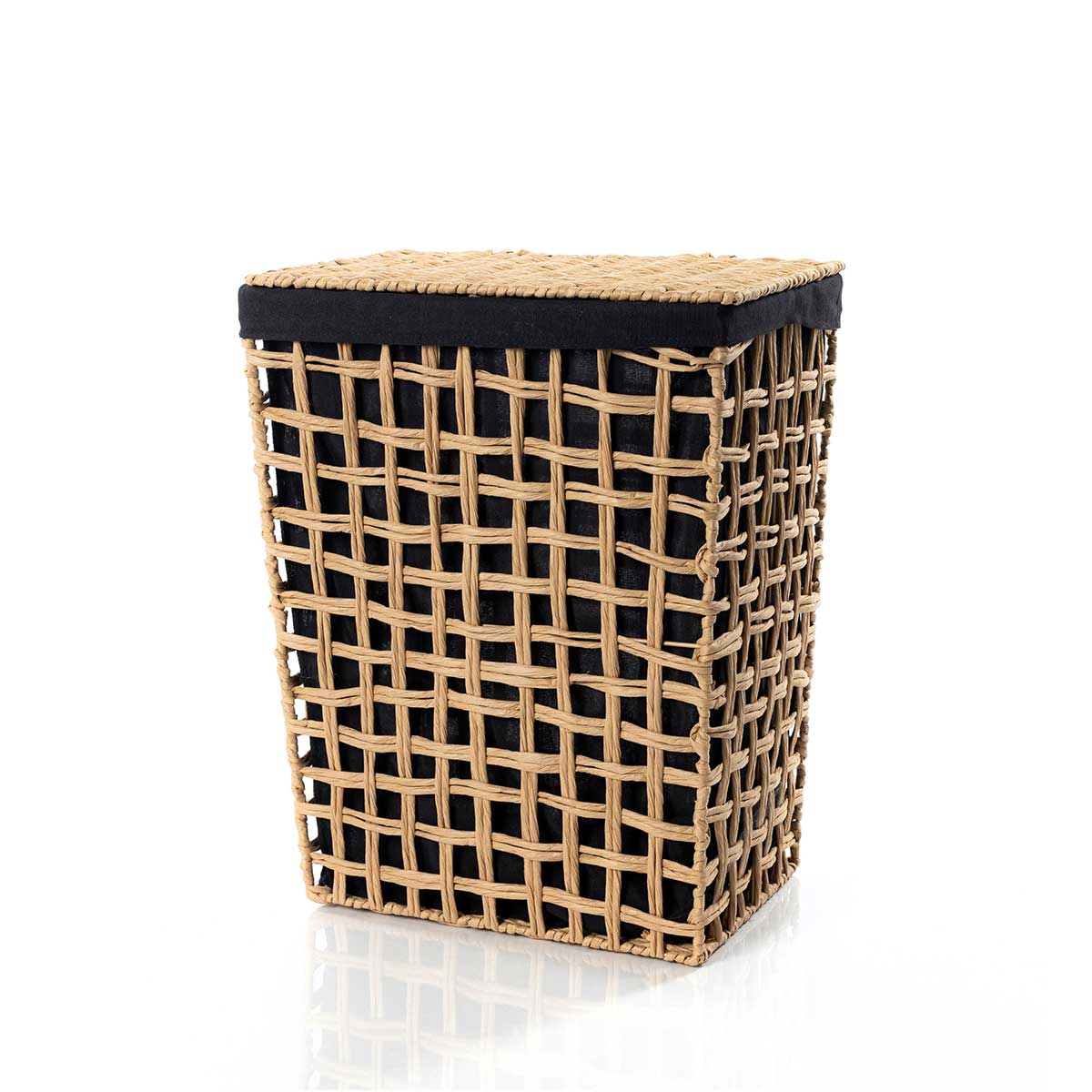 Cesto de roupa wc preto e bege 48cm