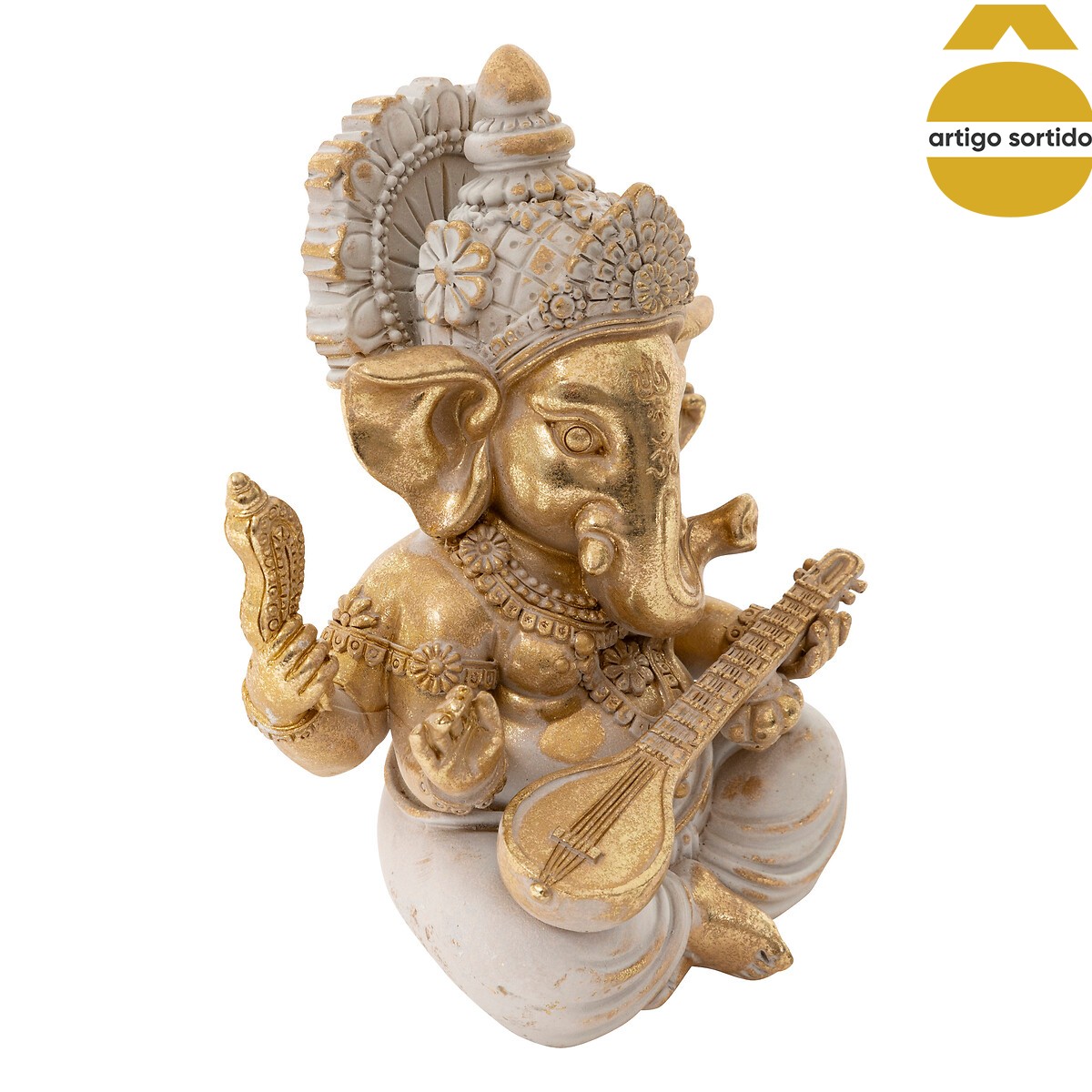 Estatueta decorativa GANESH SHANTI 13cm dourada