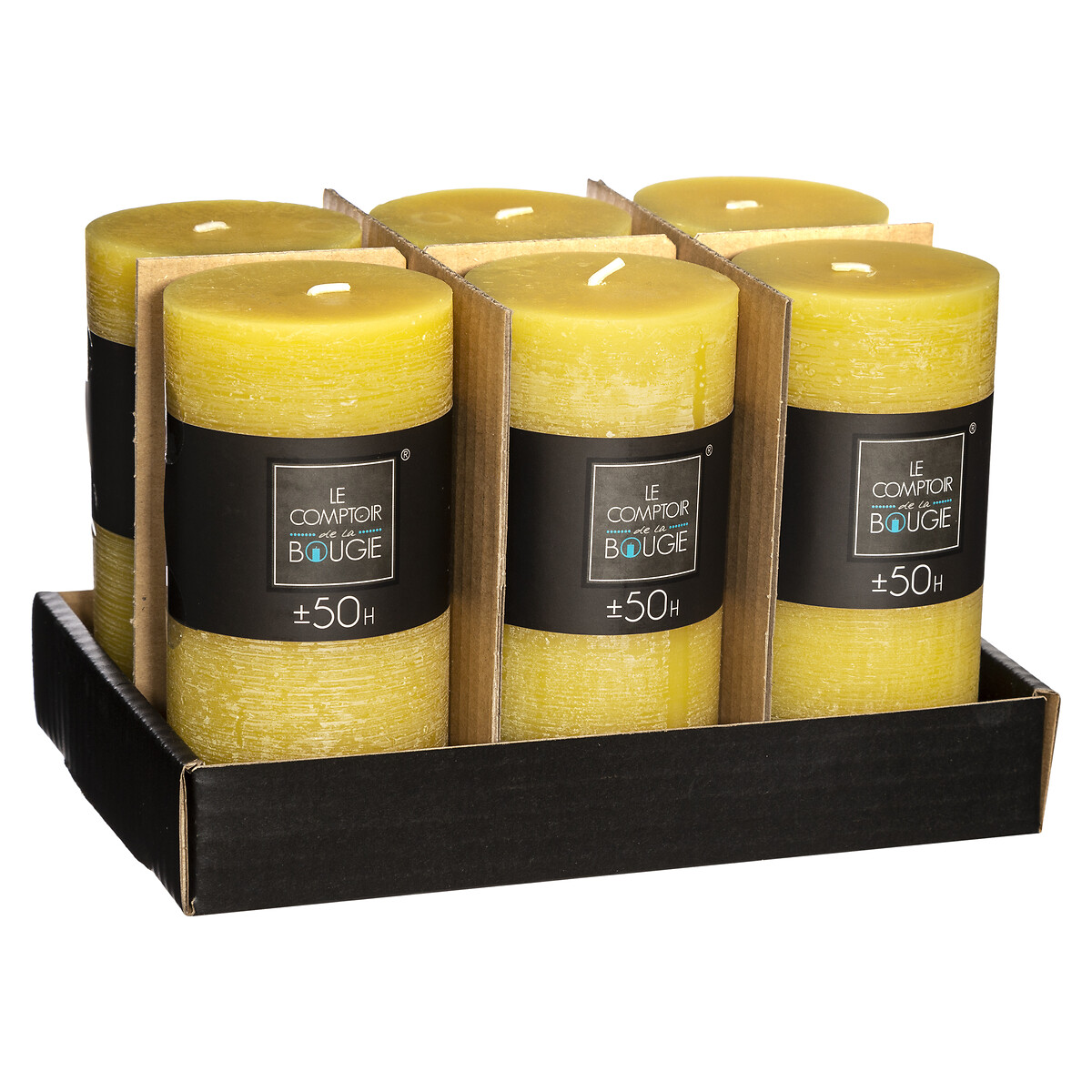 Vela r&uacute;stica cil&iacute;ndrica amarela 7x14cm