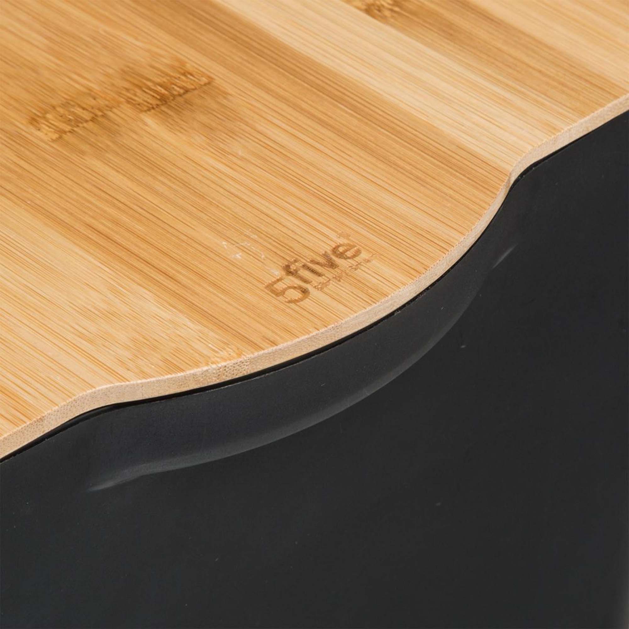 Caixa de arrumação preta com tampa em bambu 13,5l