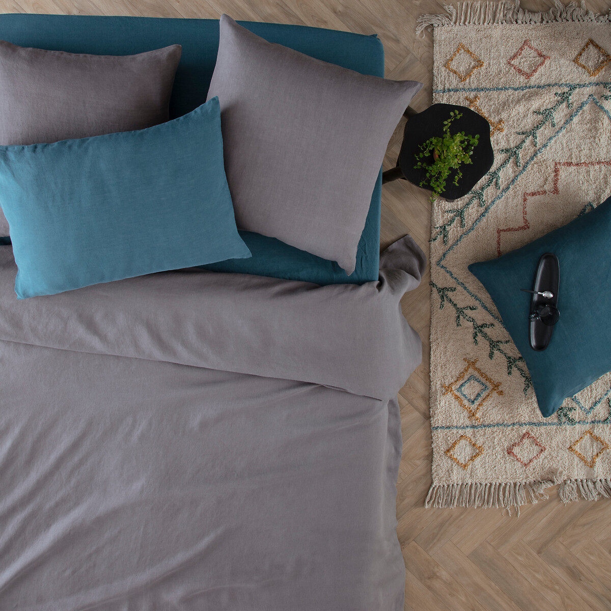 Len&ccedil;ol ajust&aacute;vel linho cinza 140x190cm