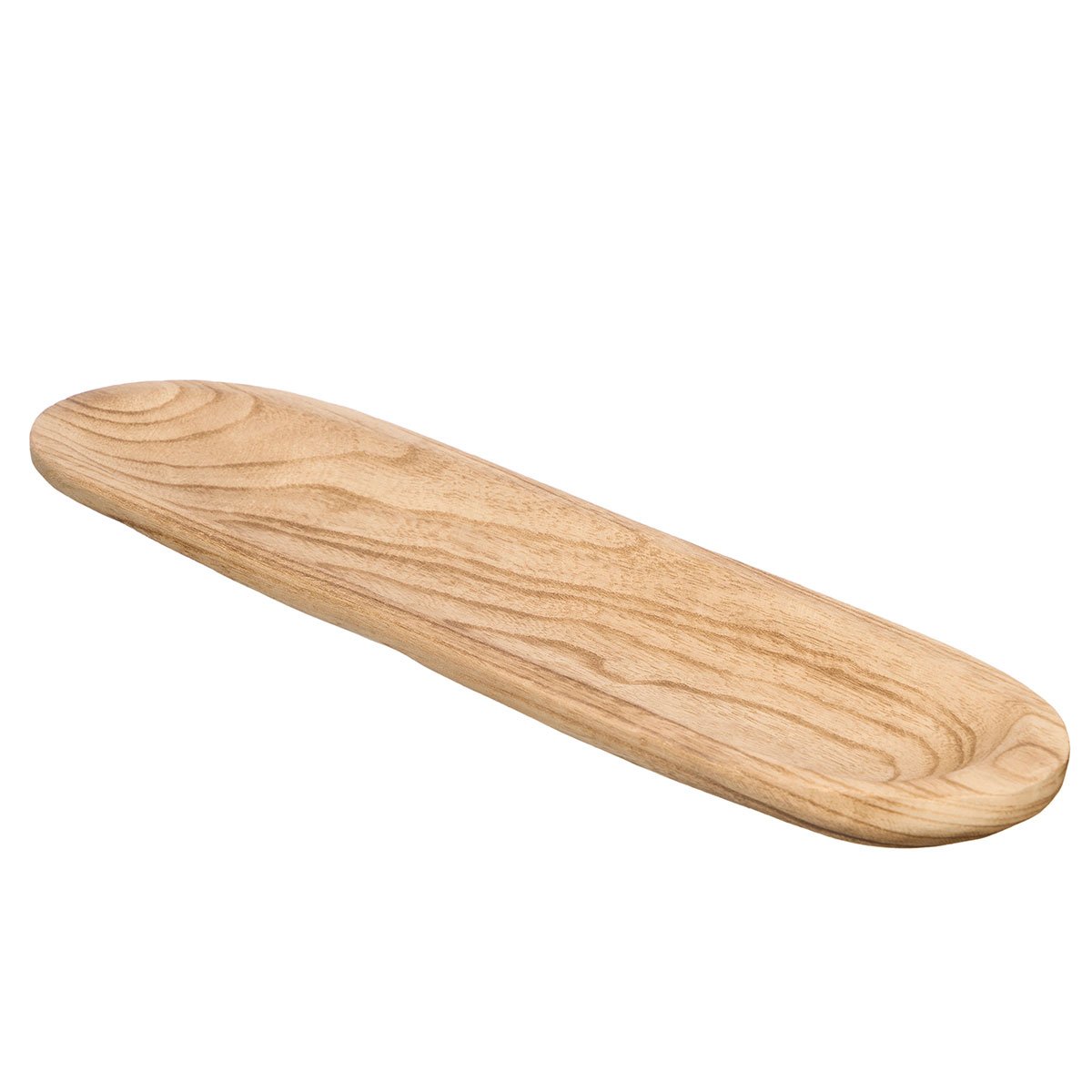 Prato De Servir Oval Bege Em Madeira Queimada 50x13cm