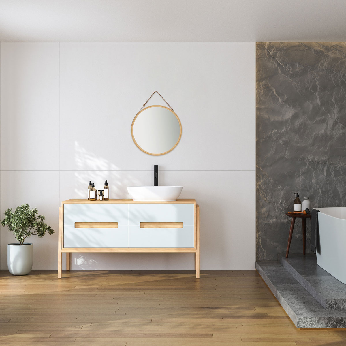 Espelho de parede wc bambu 38cm