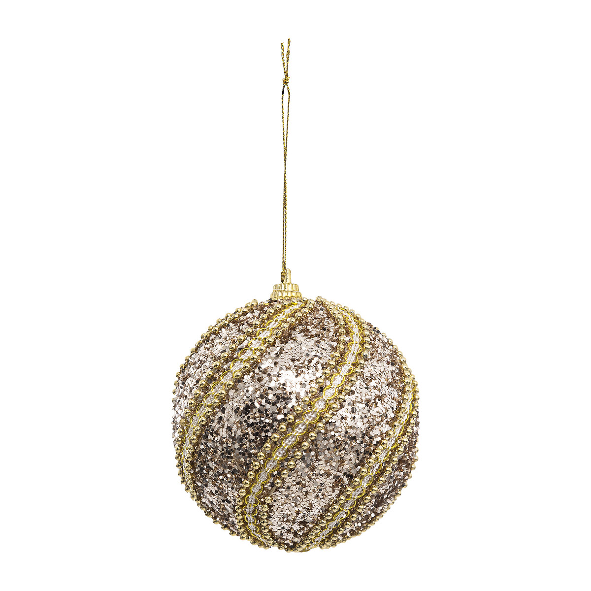 Conjunto de 3 bolas champagne com relevo