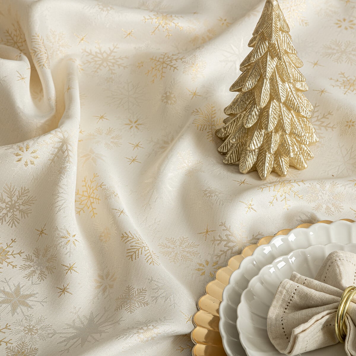Toalha de mesa dourado com estrelas 140x240cm