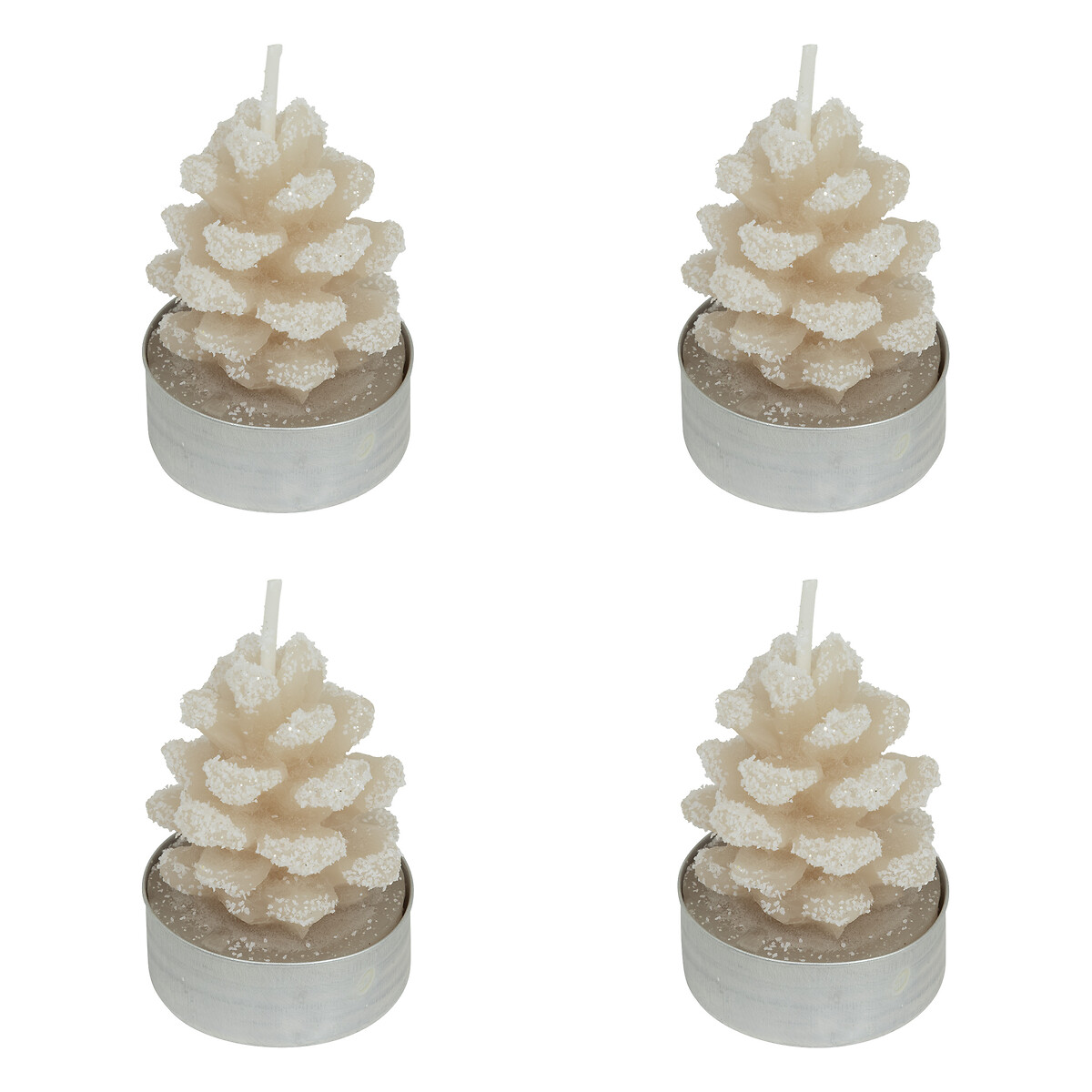Conjunto de 4 velas pinha em bege,  Conjunto de 4 velas pinha em bege