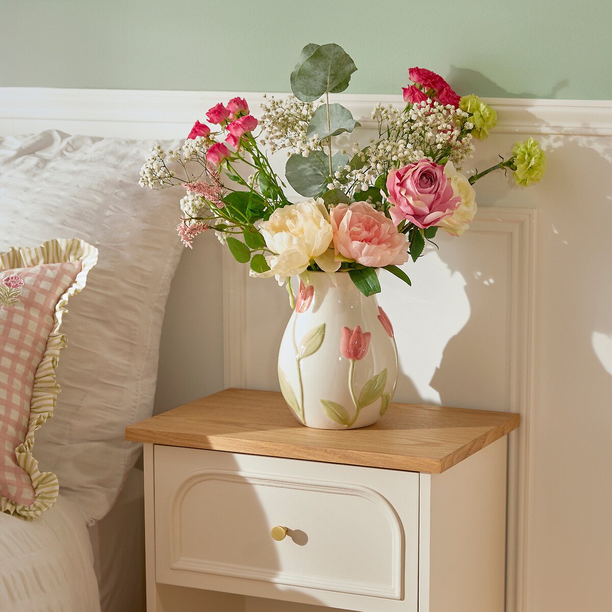 Jarra com tulipas FLEUR DE ROSE 21cm