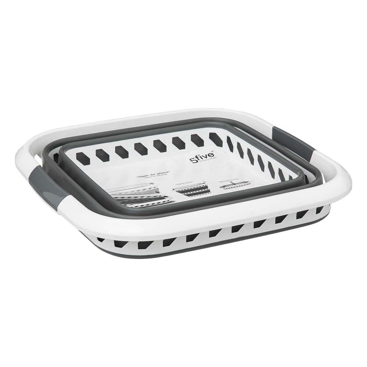 Cesto dobrável branco e cinza 40l