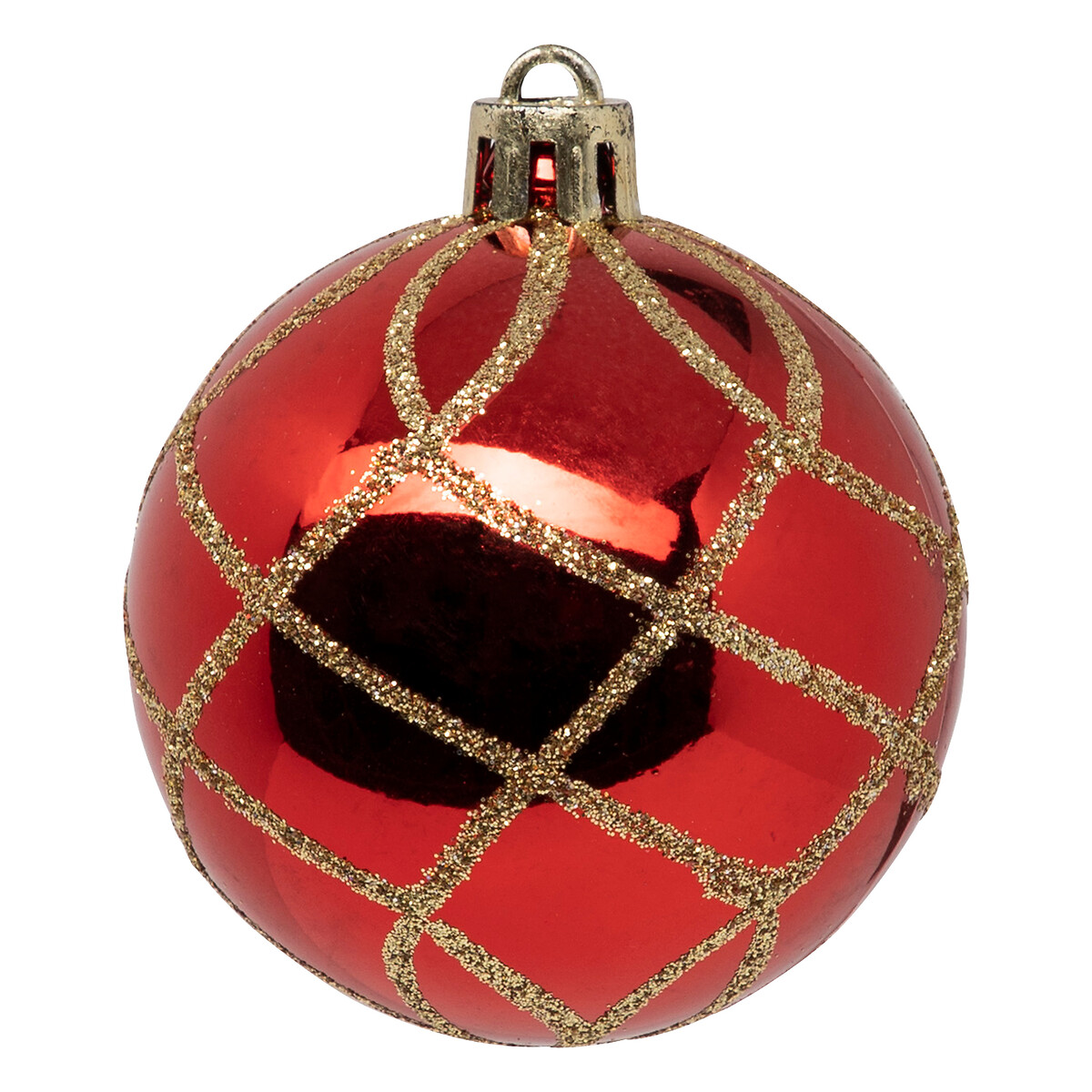Conjunto de 25 bolas de natal vermelho e dourado 6cm