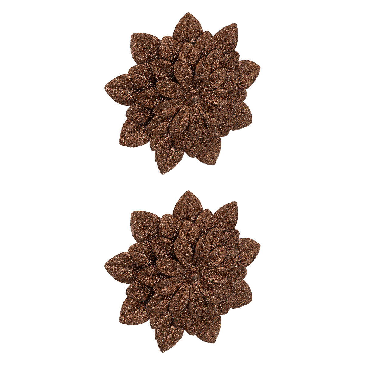 Conjunto de 2 pendurantes flor castanho 12cm,  Conjunto de 2 pendurantes flor castanho 12cm