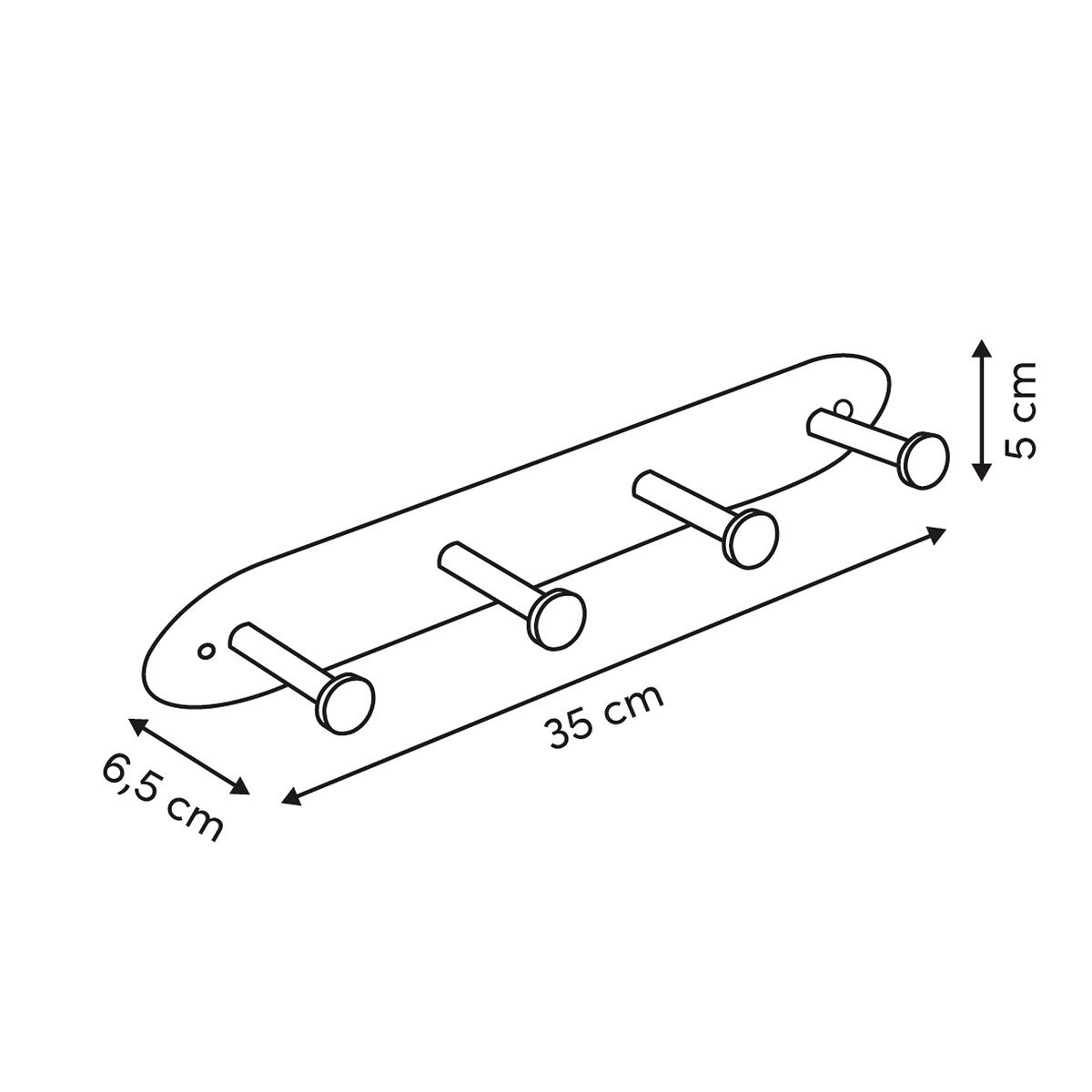 Cabide Preto De Metal Com 4 Ganchos