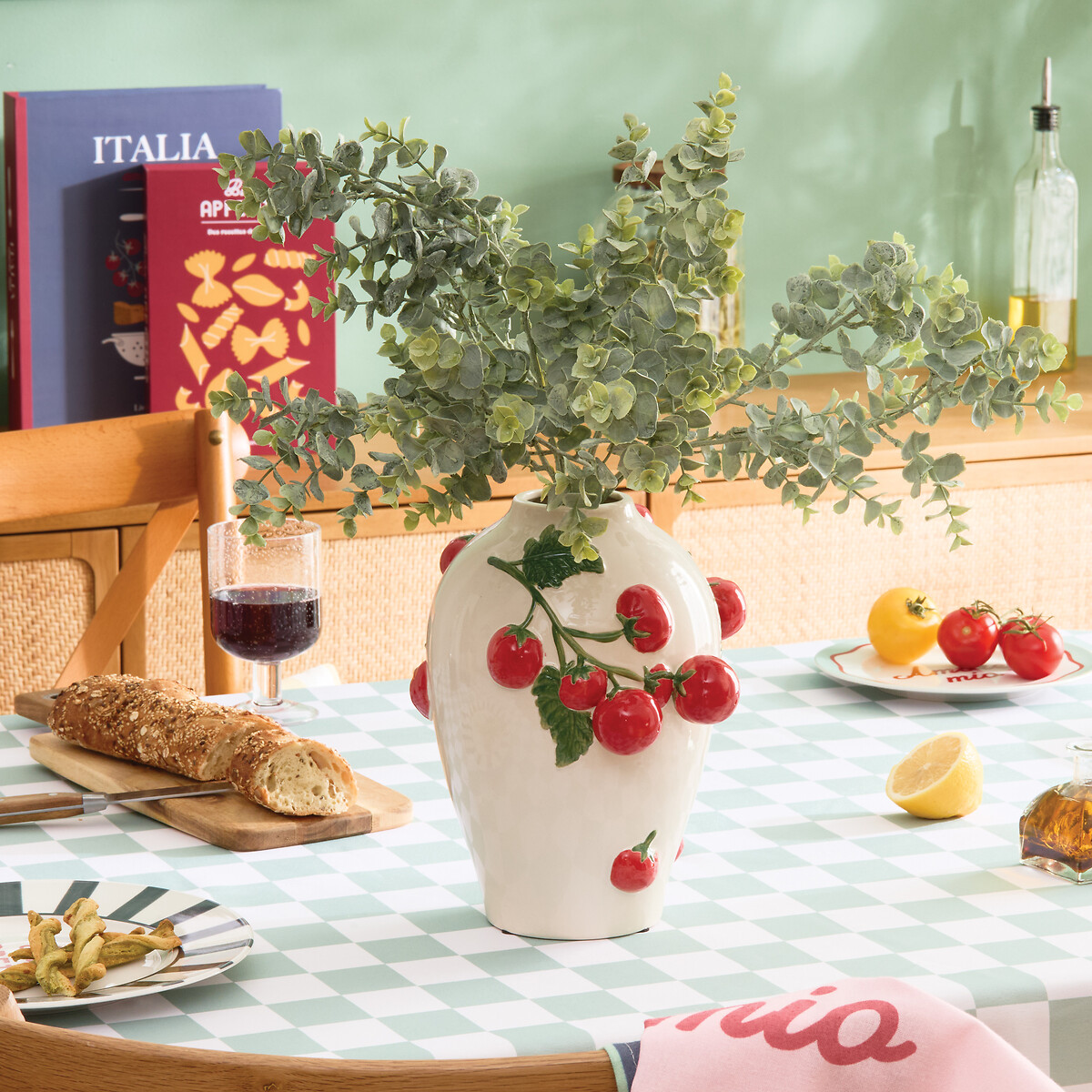Jarra com tomates 3d DELLA PASTA em cer&acirc;mica 25,5cm