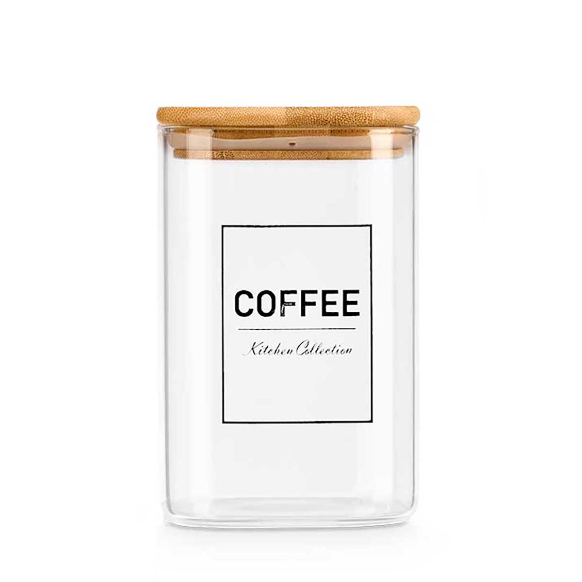 Frasco Para Caf&eacute; Com Tampa Em Bambu 1,2l