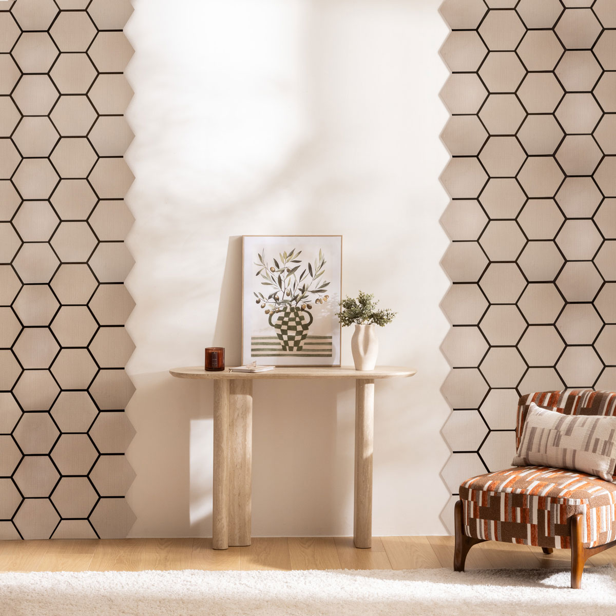 Painel decorativo CLINT tecido bege 56x69cm
