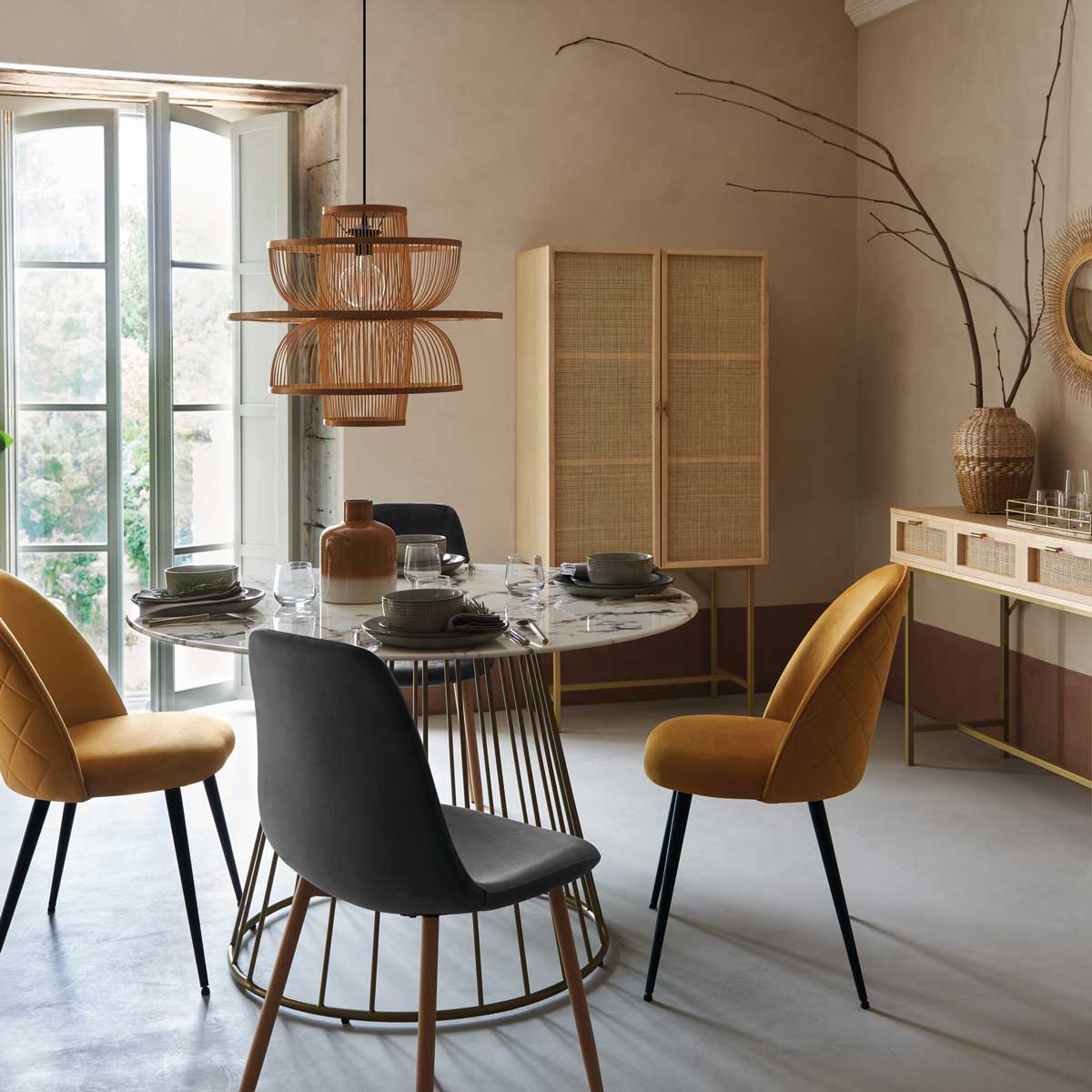 Consola RAYO bege com 3 gavetas