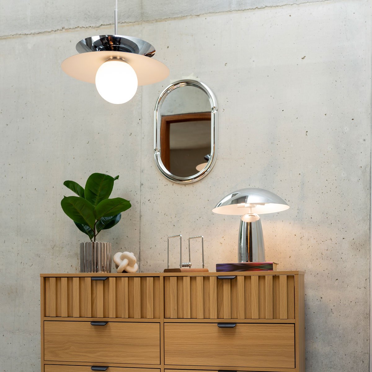 Candeeiro de teto OMIA prateado 125x38cm