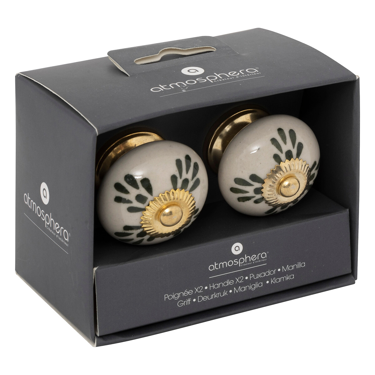 Conjunto de 2 puxadores DAYANA decorados em cerâmica