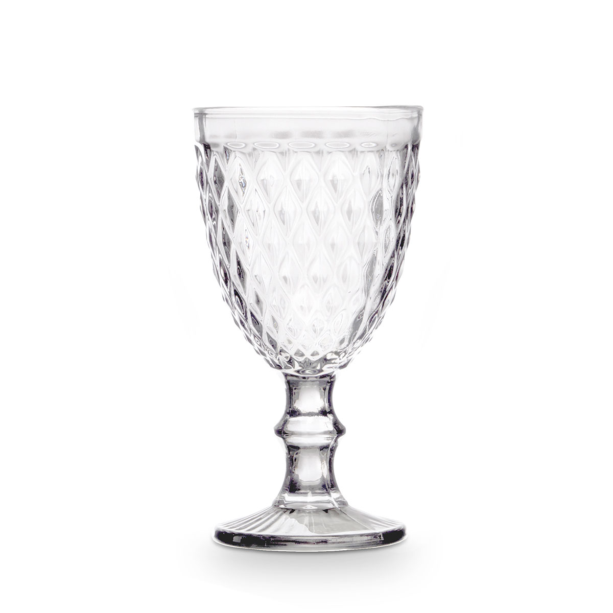 Copo de &aacute;gua diamante transparente com p&eacute; 34cl