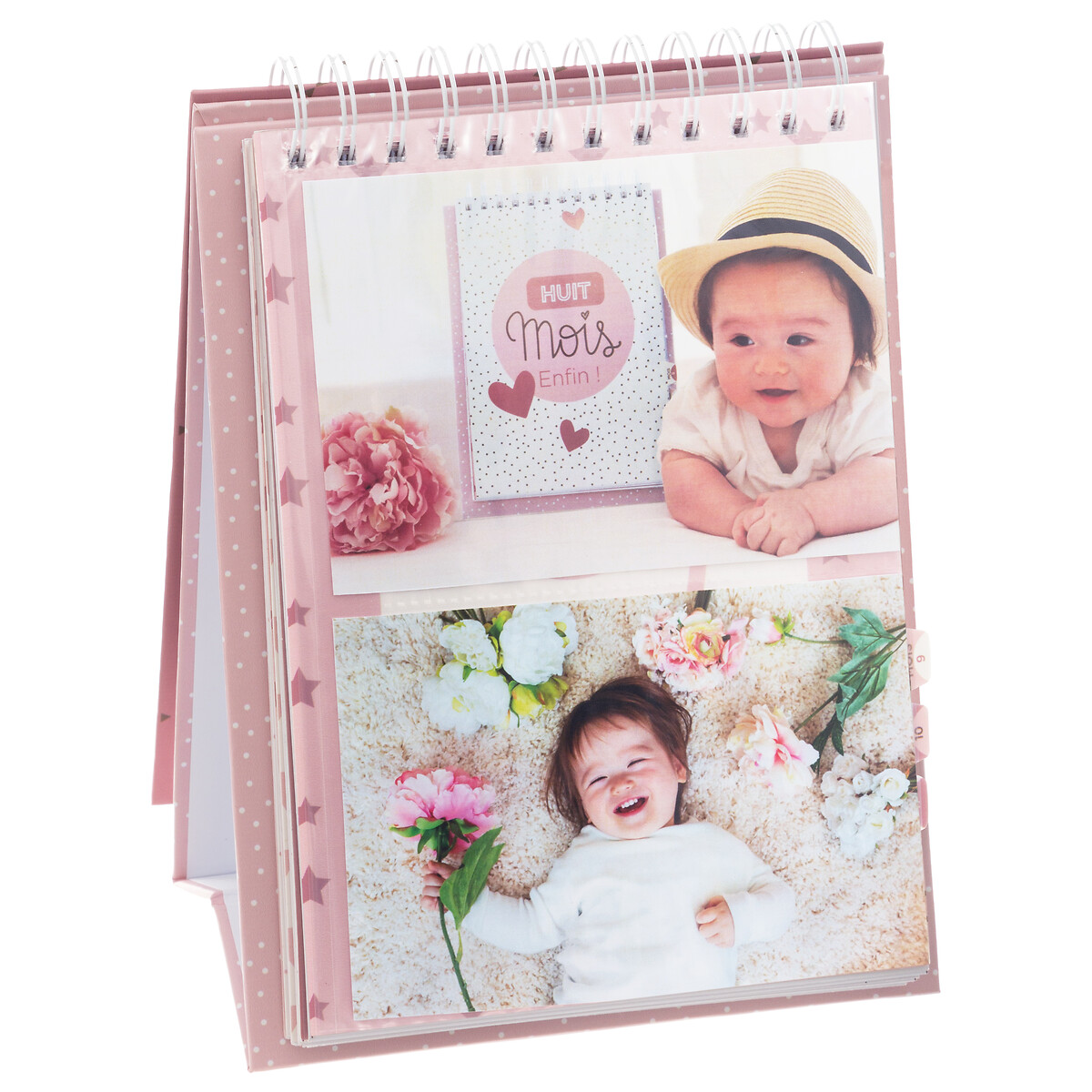 Alb&uacute;m para 104 fotos com et&aacute;pas rosa