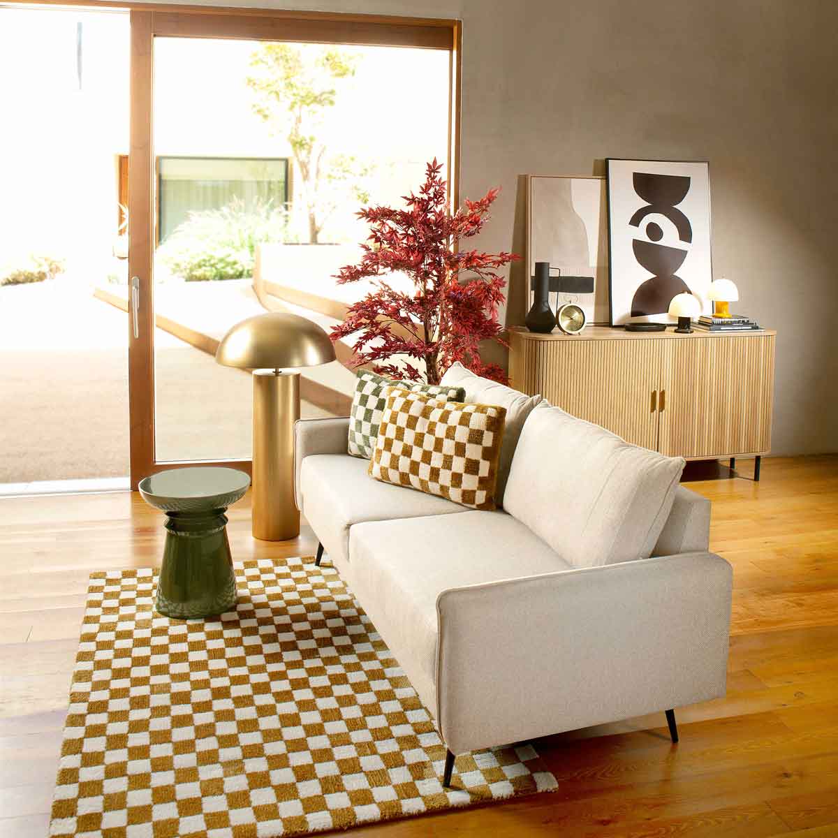 Panta de carvalho artificial vermelho james 150cm