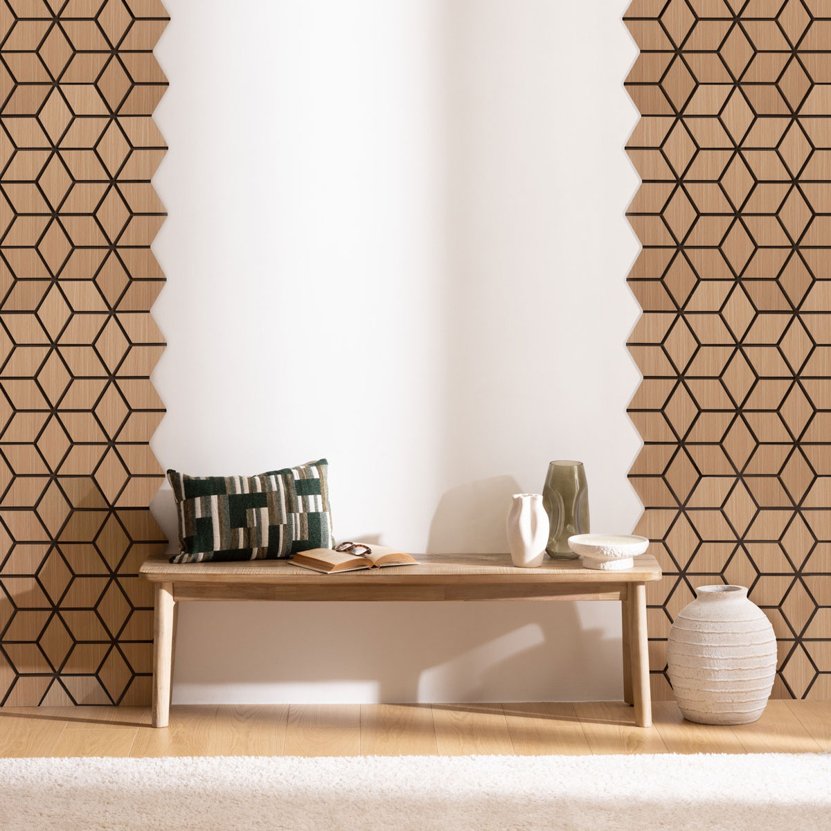 Painel decorativo hexagonal CLINT bege 69x56,5cm