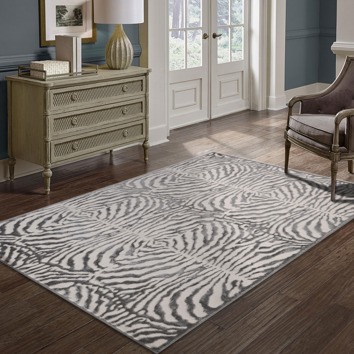 Tapete ZAHA zebra cinza 80x150cm