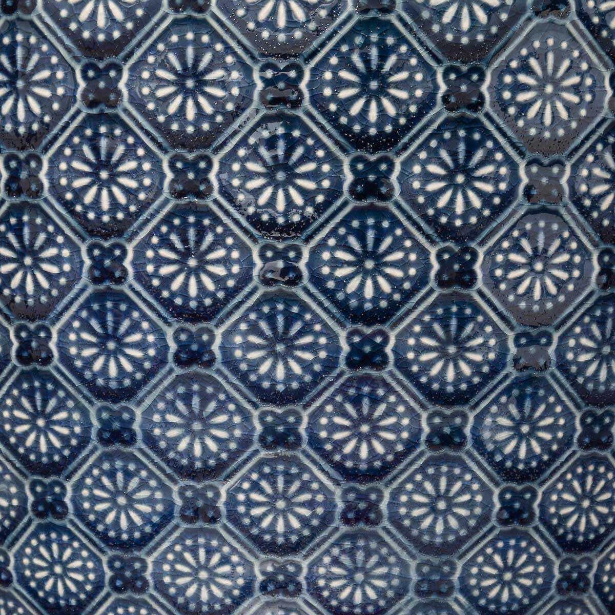 Vaso azul flor em cer&acirc;mica 25cm