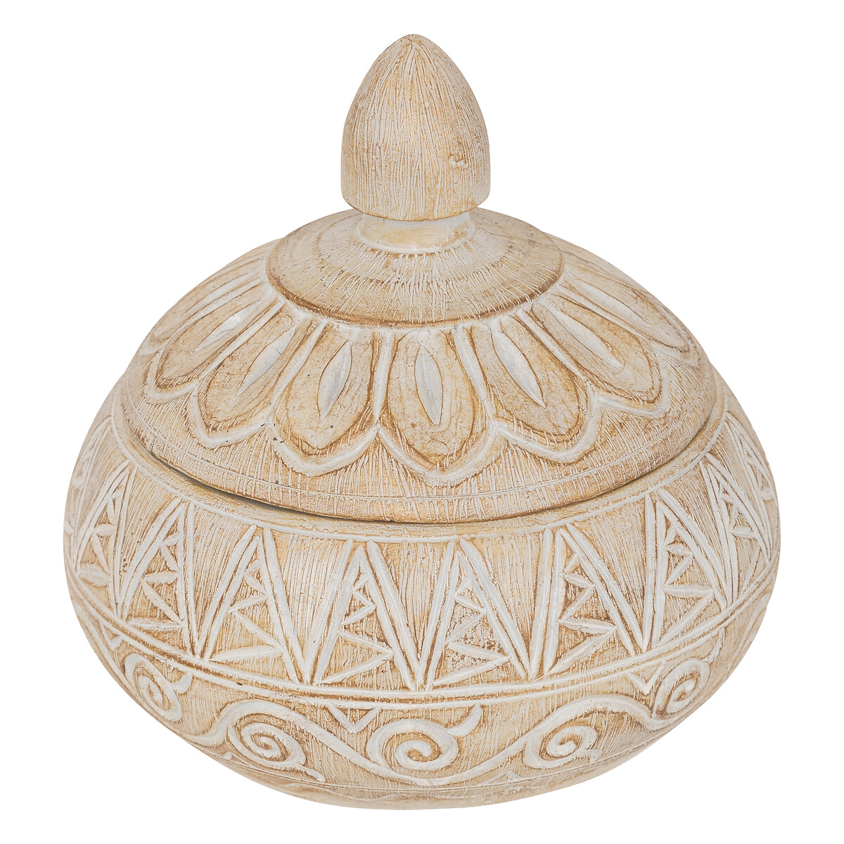 Caixa decorativa ORIENTAL 15,5cm bege em poliresina