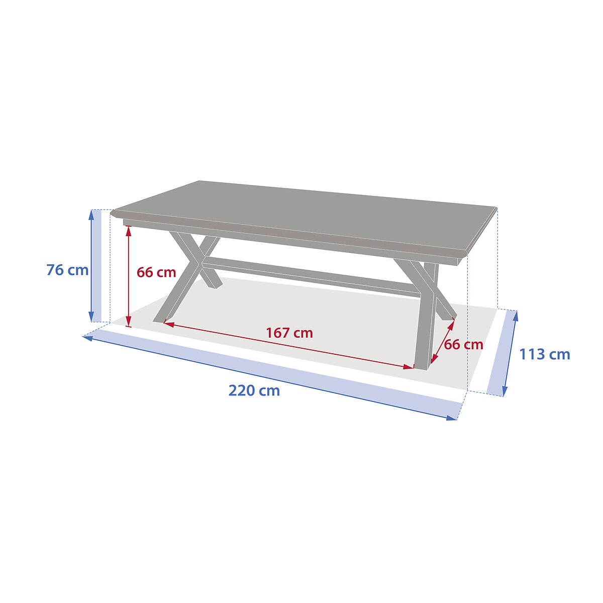 Mesa extens&iacute;vel AXIOME em alum&iacute;nio 220-279cm