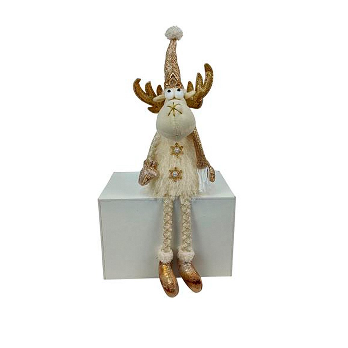 Figura Rena Decorativa Dourada Com LED 53cm