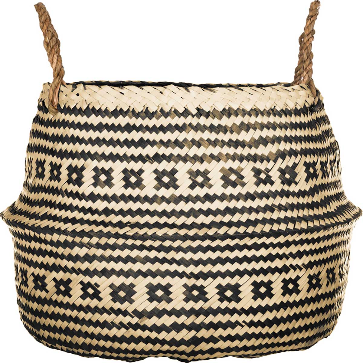 Cesto decorativo seagrass preto e branco