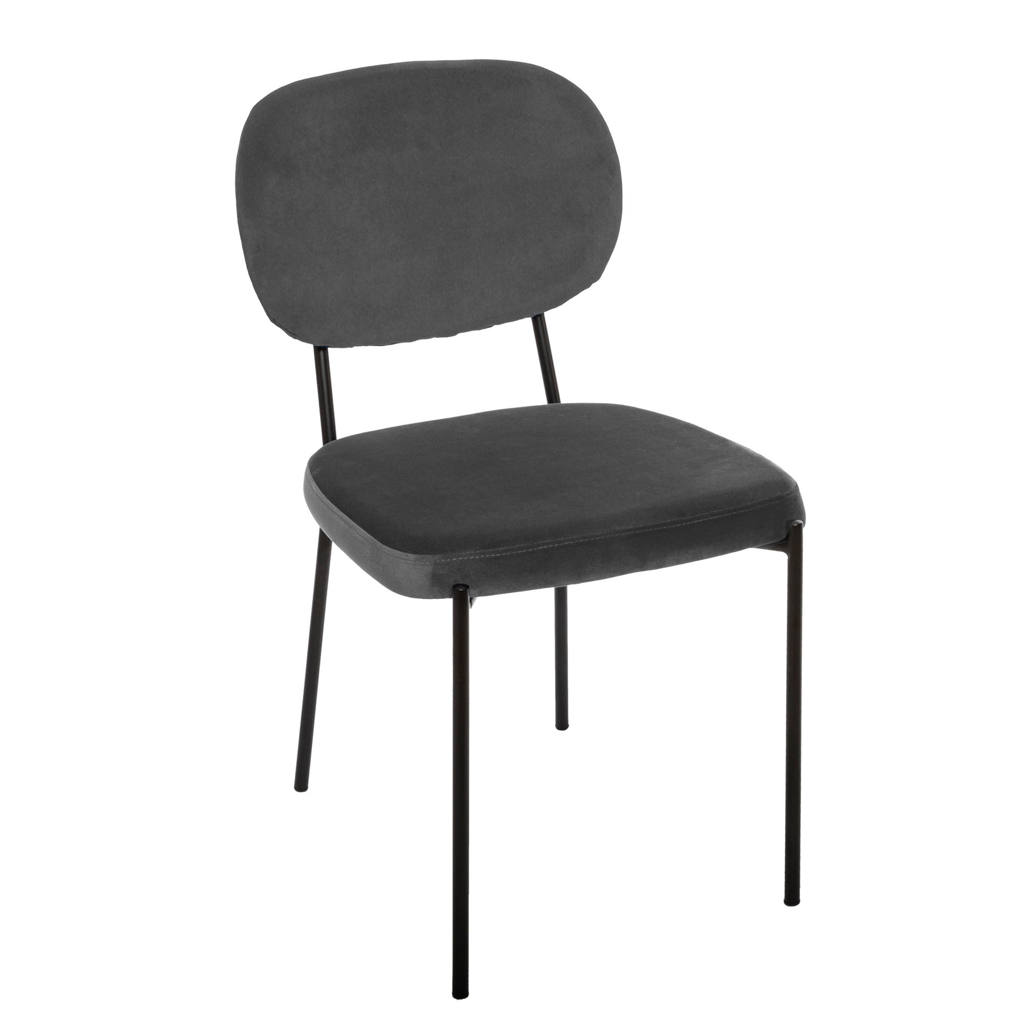 Cadeira Cinza Escuro Em Veludo Talia 46X56X82Cm 