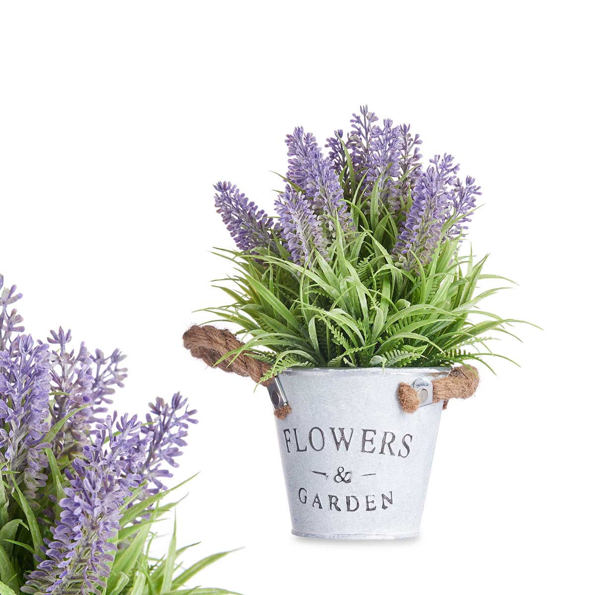 Vaso de metal com lavanda artificial 25cm
