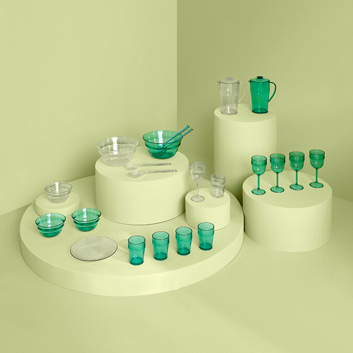 Conjunto de 2 talheres GREEN HARMO transparente para salada