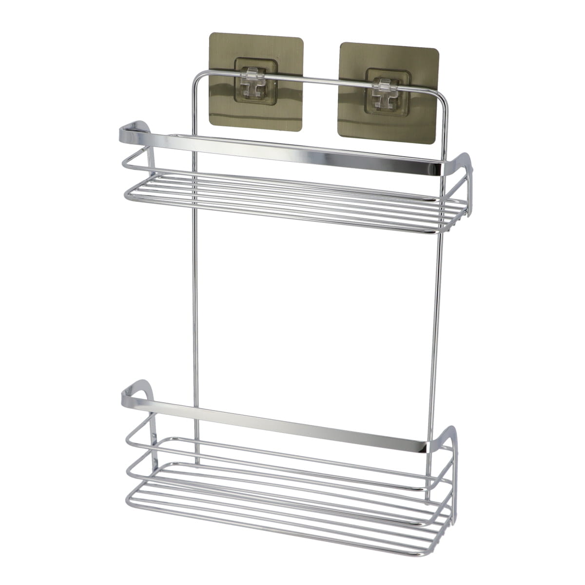Prateleira wc 2 níveis em aço inox com adesivo cromado