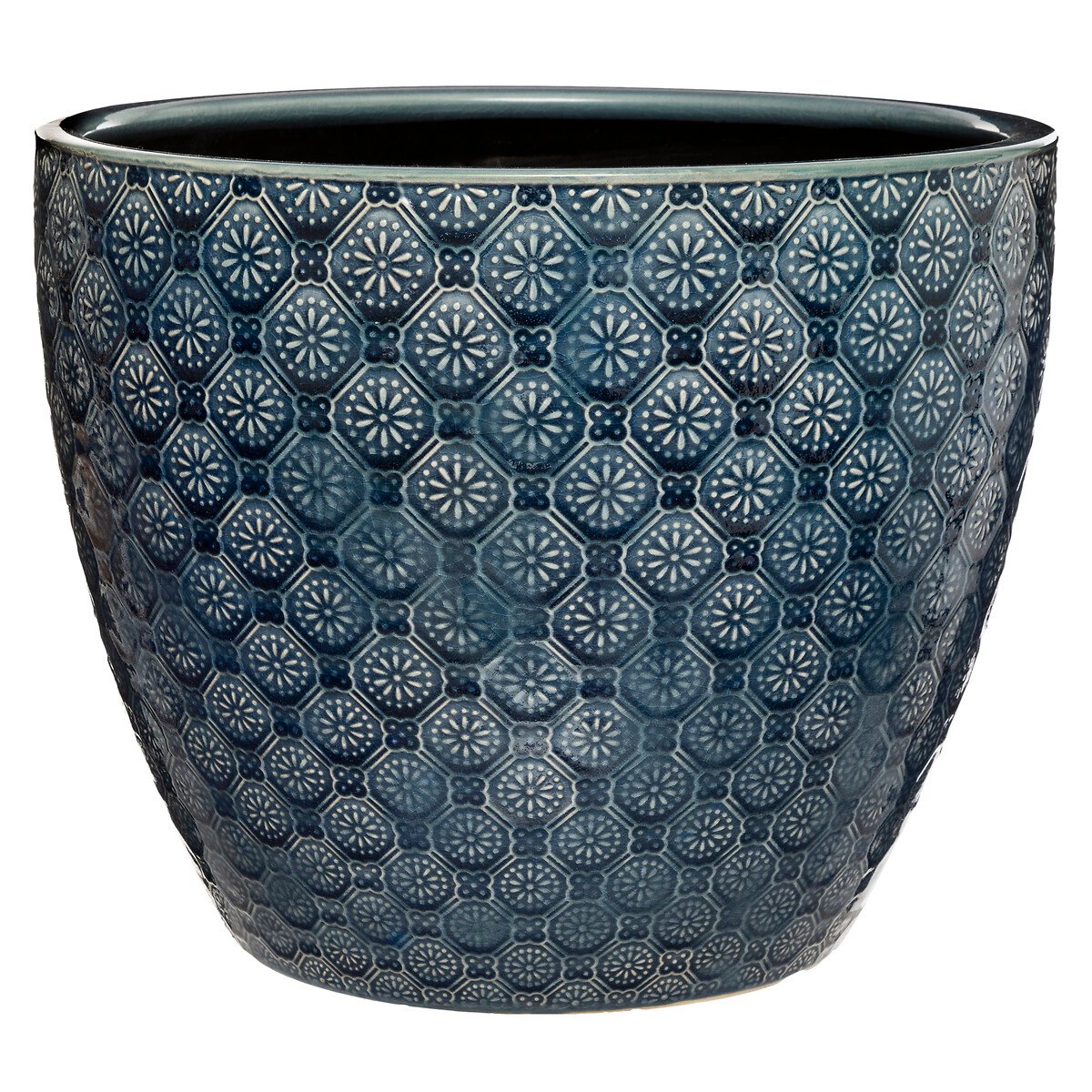 Vaso azul flor em cer&acirc;mica 25cm