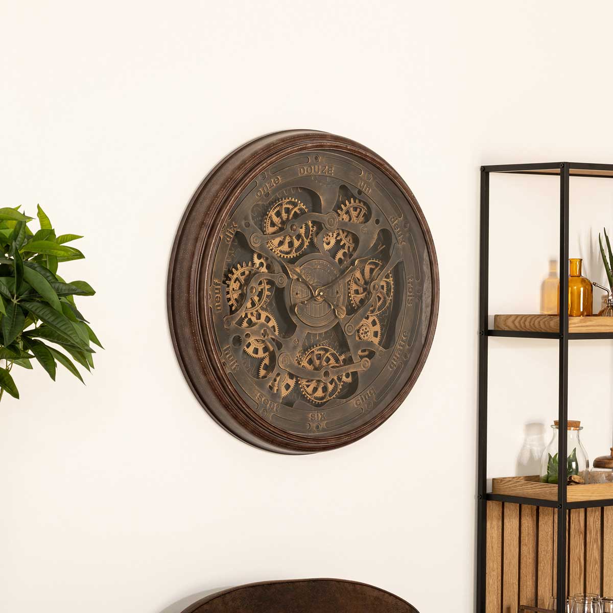 Rel&oacute;gio de parede alban meca castanho 76cm