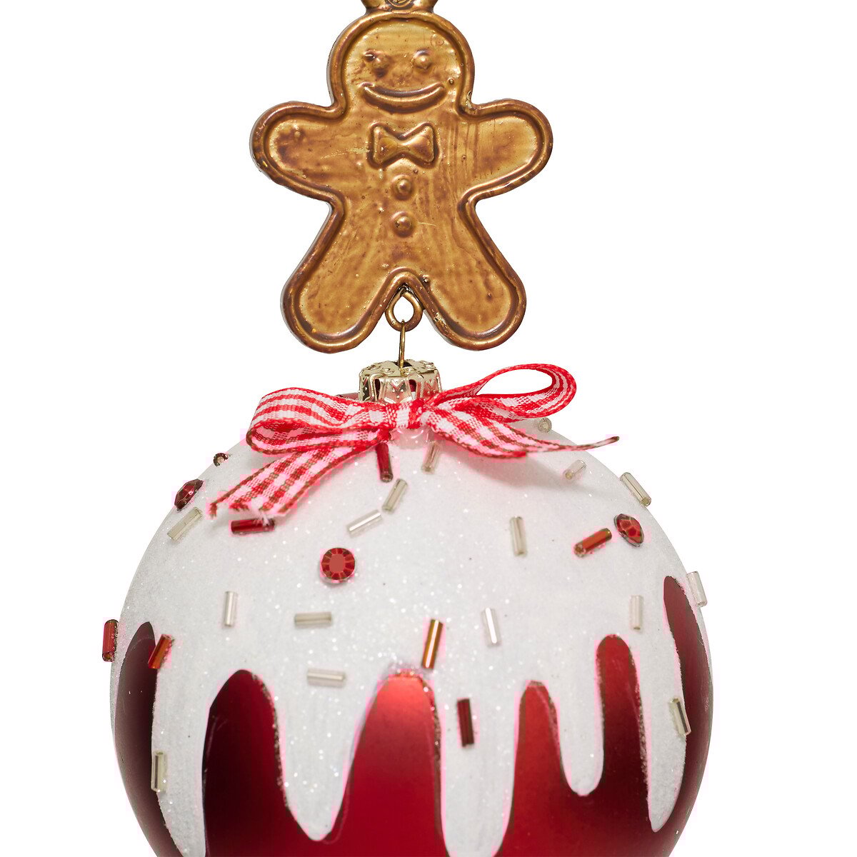 Bola de natal efeito glace e bolacha de gengibre  8cm,  Bola de natal efeito glace e bolacha de gengibre  8cm